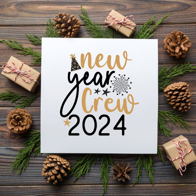 Cartão personalizado de Tripulação de Ano Novo our (Golden & Black New Year Crew personalized card)