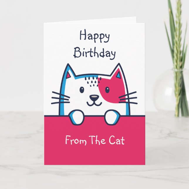 Cartão Personalizado Do Aniversário Do Gato (Frente)