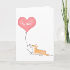 Cartão personalizado do corgi & balão pensando em