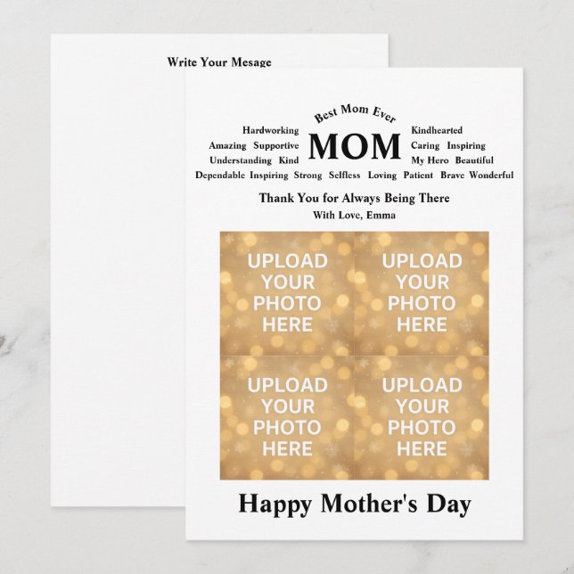 Cartão Personalizado do Dia das Mães (Frente/Verso)