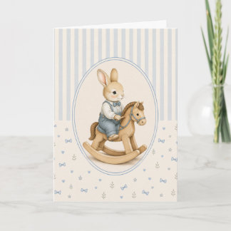 Cartão Personalizado do Menino Coelho Pastel Vinta