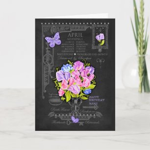 Cartão Personalizado Flor de Nascimento Abril Giz