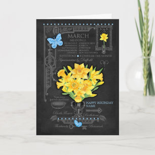 Cartão Personalizado Flor de Nascimento Março Giz
