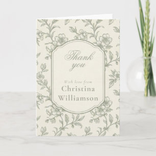 Cartão Personalizado Floral Vintage Obrigado Elegante Bot