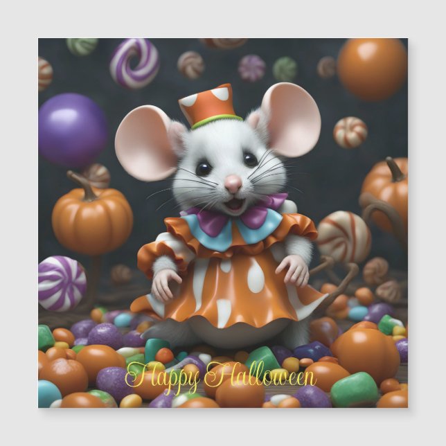 cartão personalizado fofo do rato halloween (Frente)