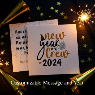 Cartão personalizado Golden & Black New Year Crew