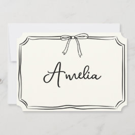 Cartão Personalizado Manuscrito com Laço Chic Mode