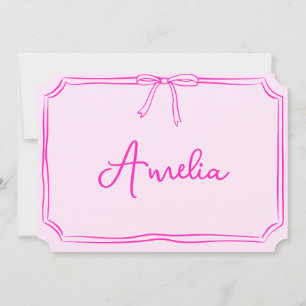 Cartão Personalizado Manuscrito Rosa com Laço Esté