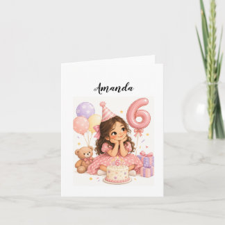 Cartão personalizado menina de 6 anos de idade