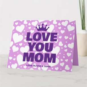 Cartão Personalizado Te Amo Mãe Foto Roxo