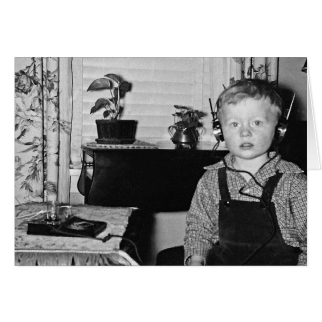 Cartão Personalizar a legenda humorística do Radio Boy de (Frente Horizontal)