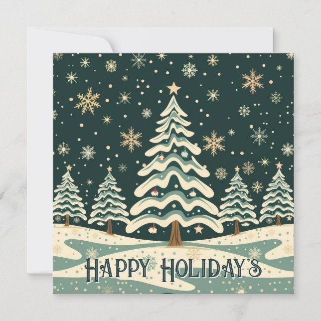 Cartão Personalizar Árvore de Natal de Férias (Frente)