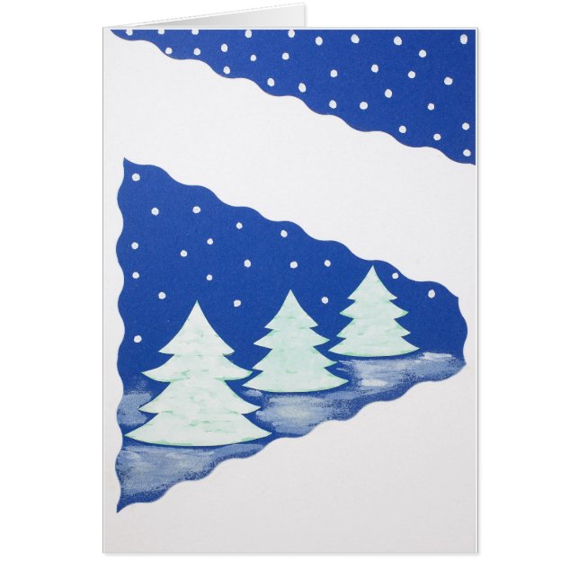 Cartão Personalizar árvores de Natal de neve (Frente)