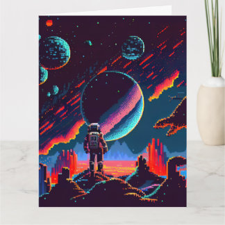 Cartão Personalizar - Astronauta Espacial Retroativo de 8