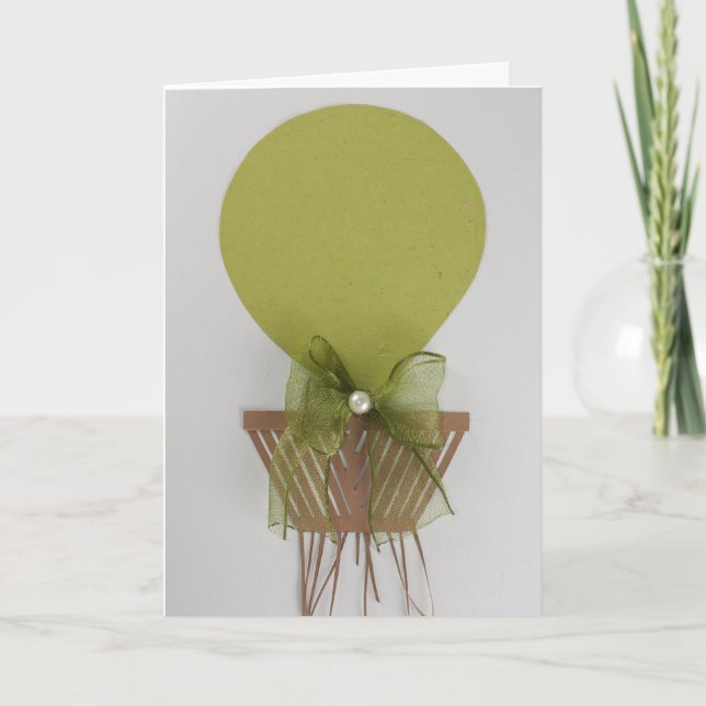 Cartão Personalizar balão de ar quente verde (Frente)