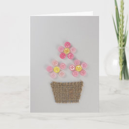 Cartão Personalizar botões rosa das flores de aniversário