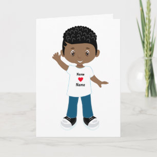Cartão Personalizar em Branco Menino Negro