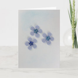 Cartão Personalizar flores azuis com decoração brilhante