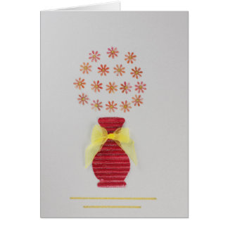 Cartão Personalizar flores em um vaso vermelho