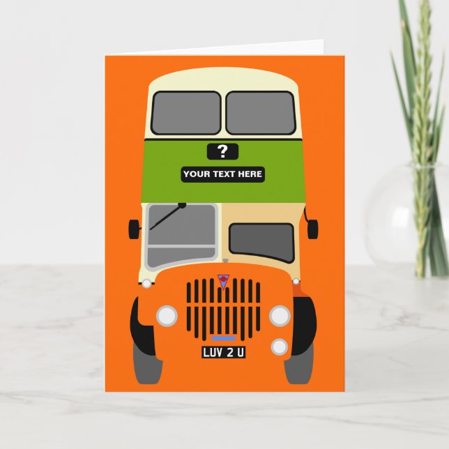 Cartão Personalizar o antigo Barramento de Decker Duplo G (Frente)