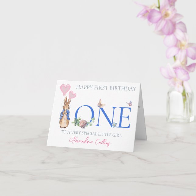 Cartão Personalizar o nome da criança - primeiro aniversa (Orquídea)