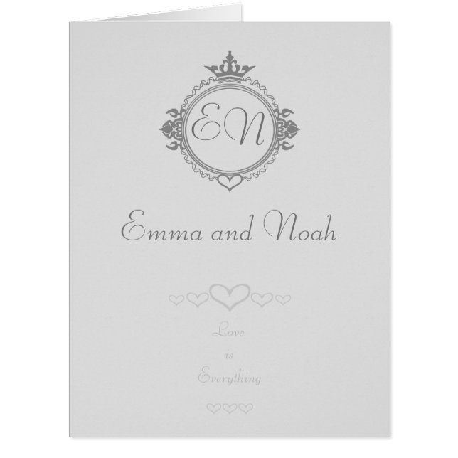 Cartão Personalizar os nomes, as iniciais e a frase Amor (Frente)