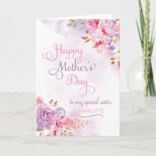 Cartão Personalizar para a Irmã, Dia de as mães Feliz