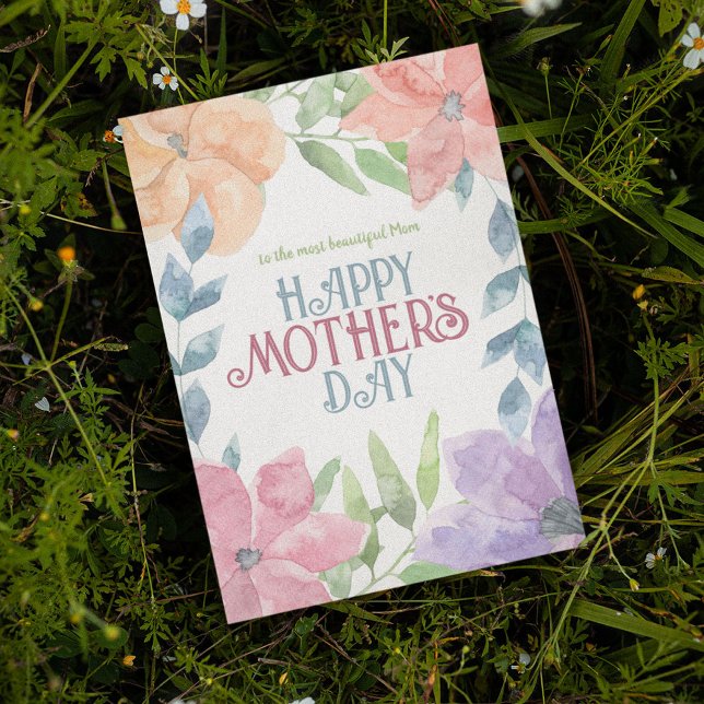 Cartão Personalizar Quatro Flores de Dia de as mães de Aq (Criador carregado)