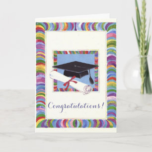 Cartão personalizável de graduação de boné colorid
