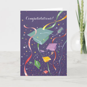 Cartão personalizável de graduação de boné confett