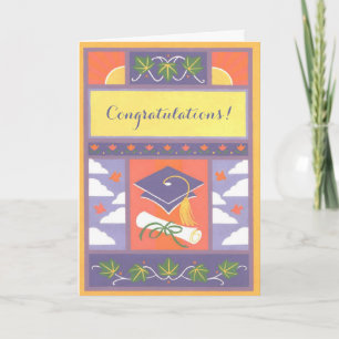 Cartão personalizável de graduação de boné roxo