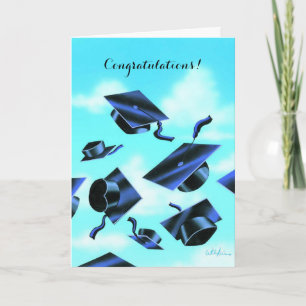 Cartão personalizável de graduação de bonés colori
