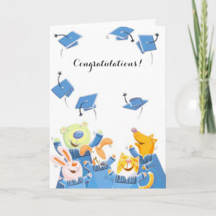 Cartão personalizável de graduação de bonés de ani