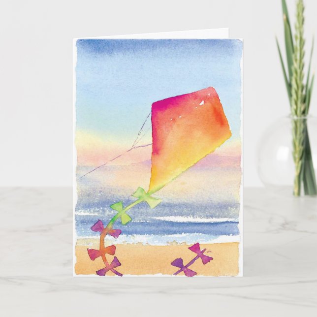 Cartão personalizável de pipa de aquarela artístic (Frente)