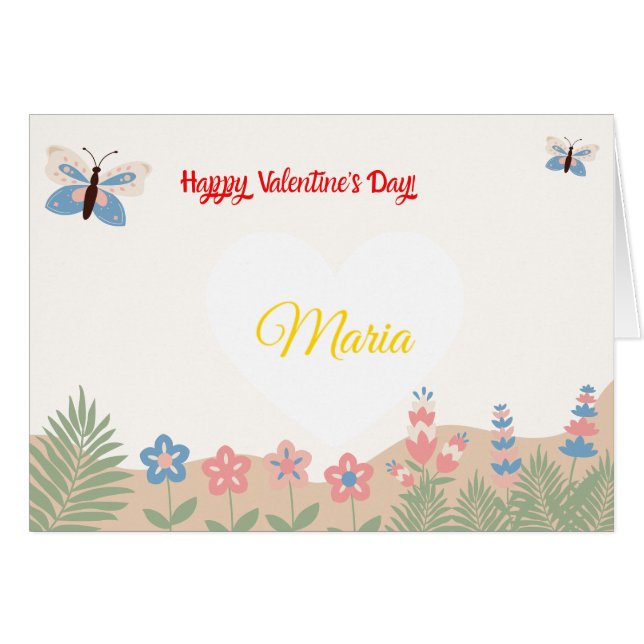 Cartão personalizável para Valentine's Day (Frente horizontal)