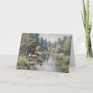 Cartão Personalizável Tema de Pesca em Branco