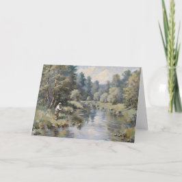 Cartão Personalizável Tema de Pesca em Branco