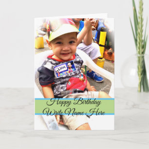 Cartão Personalize a placa de aniversário feliz com fotog