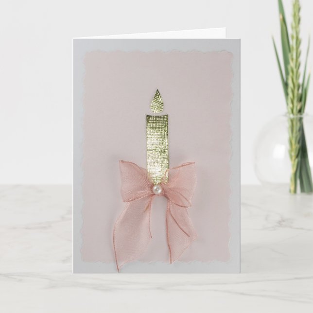 Cartão Personalize a vela brilhante do ouro, luz - arco (Frente)