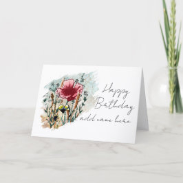 Cartão Personalize Artistic Wildflower Birthday Card
