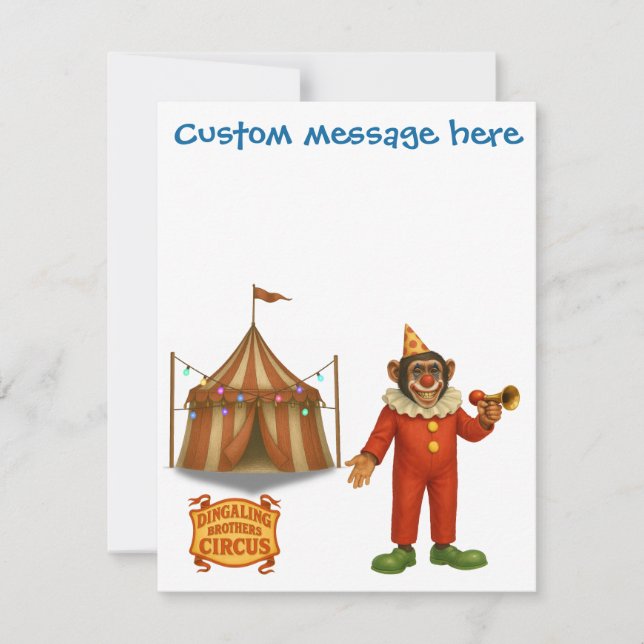 Cartão Personalize: Chester o palhaço chimpanzé (Frente)