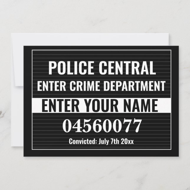 Cartão Personalize Custom Mugshot Sign Board Template (Frente)