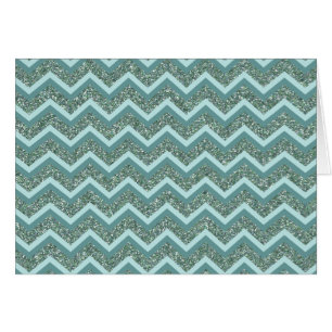 Cartão Personalize esta Glitter Teal ZigZag