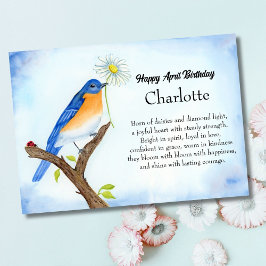 Cartão Personalize Happy April Birthday with Bluebird