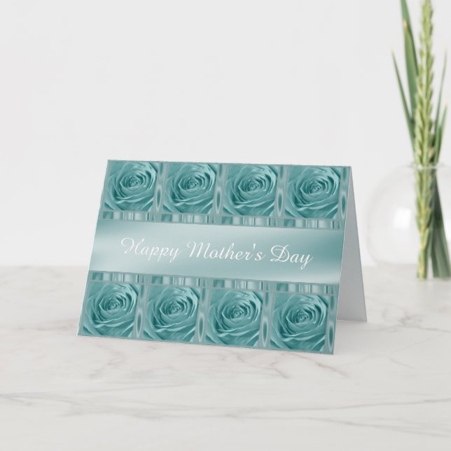 Cartão Personalize "Happy Mother's Day" Aqua Rose Photo (Frente)