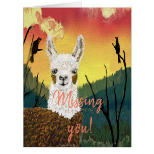 Cartão Personalize Mama Llama. Sinto Sua Falta.