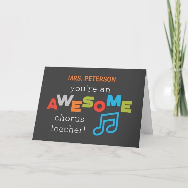 Cartão Personalize Name Chorus Teacher Appreciation Day (Frente)
