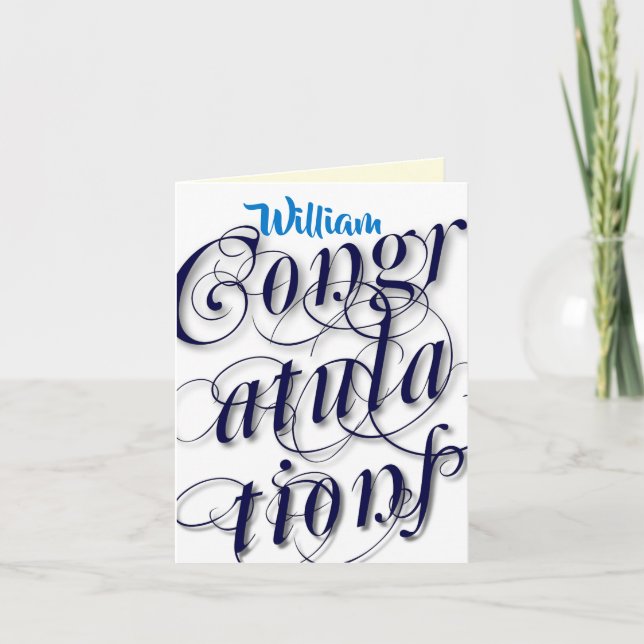 Cartão Personalize Parabéns Impressão mínimos grandes. (Frente)