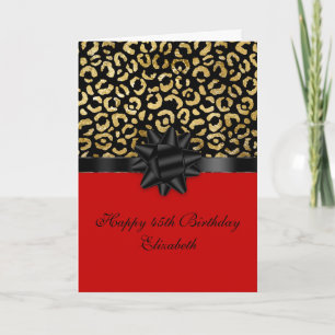 Cartão Personalize Preto Dourado Estampa de Leopardo Impr