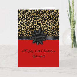 Cartão Personalize Preto Dourado Leopardo Impressão Anive